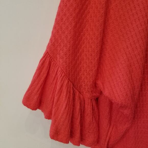 Perfect Peach Orange Oversized Cool Lightweight Tunic Top Bell Sleeves Size L - Picture 6 of 11